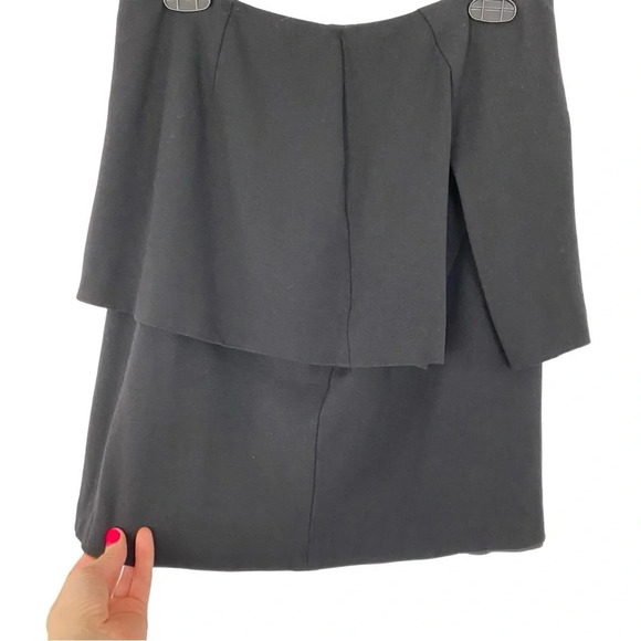 Worth Peplum Skirt Womens 6 Small Black Layered Knit Shirt Professional Workwear - Picture 4 of 8